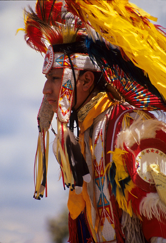 Native American Apache dancer at New Mexico powwow