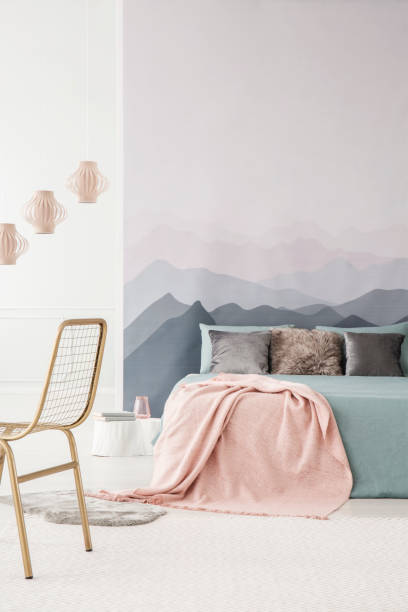 istock Pink cozy bedroom interior 957373938