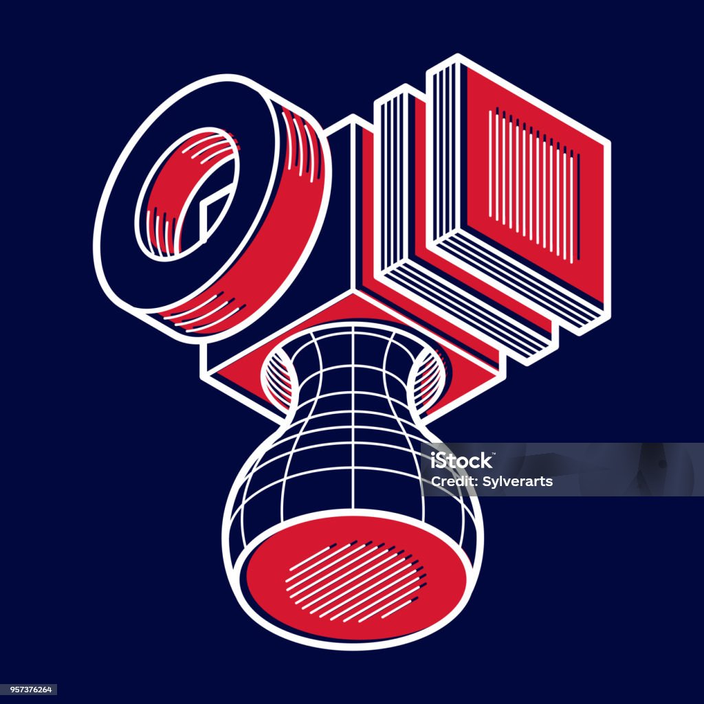 Engineer Abstract Shape Engineering Abstract Shape 3d Vector Polygonal Figure Stock ...