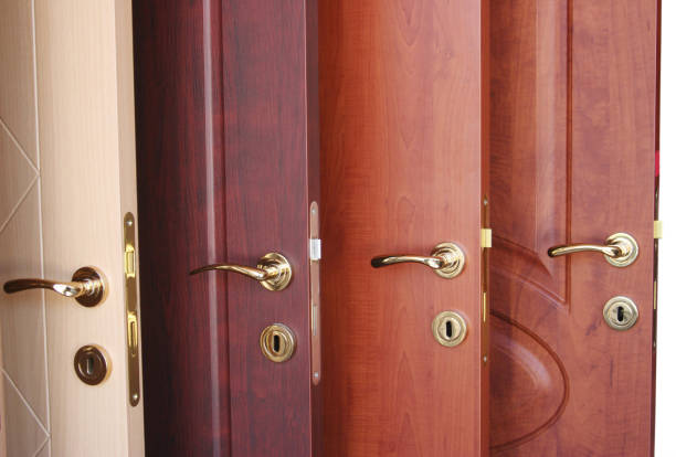 istock Wooden interior door with handle 957379050