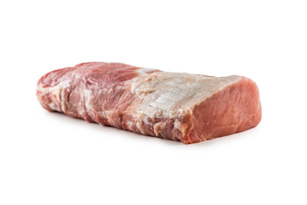 филе свиной корейки изолировано на белом фоне - veal raw meat pink стоковые фото и изображения