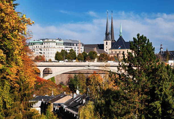 istock Luxembourg City and Adolphe Bridge view in autumn 957393140
