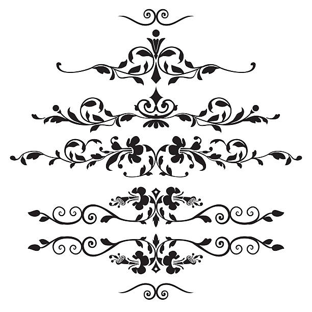Set di ornamenti floreali - illustrazione arte vettoriale