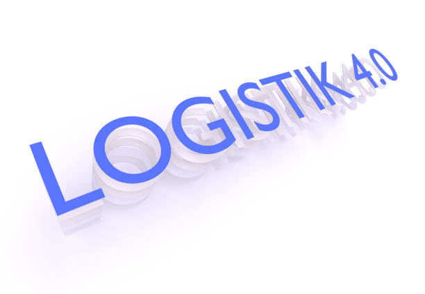 istock Logistik 4.0 (German for Logistics 4.0), words in blue letters on white background, 3D rendering 957428518