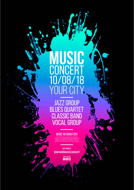 Background of trend colored spots. Sketch with sample text for music or artistic event. Background of trend colored spots. Sketch with sample text for music or artistic event. Vector background jazz art stock illustrations