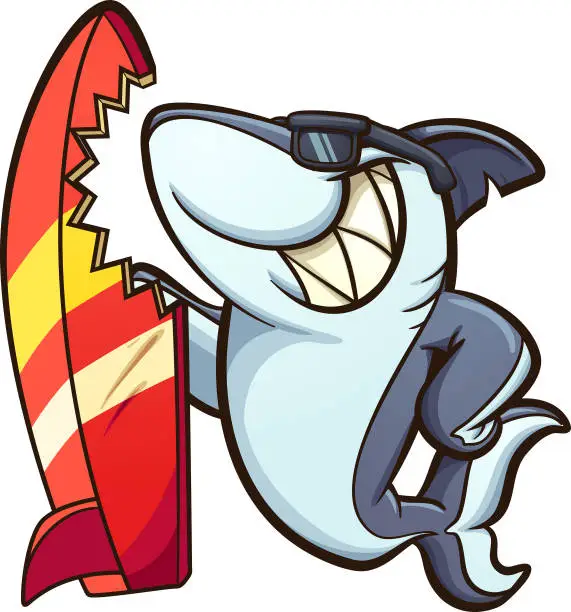 Vector illustration of Surfboard shark