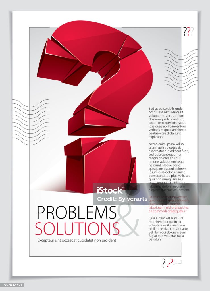 Question Block Smashed Broken Question Mark Exploding Brochure Or Flyer Design Query Breaking ...