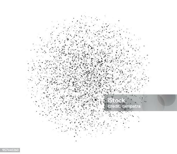 Falling Black Powder Glitter Confetti Explosion On White Background 3d Dots Illustration Stock Photo - Download Image Now