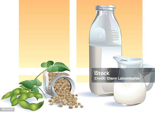 Soy Milk Stock Illustration - Download Image Now - Bean, Milk Jug, Spilling