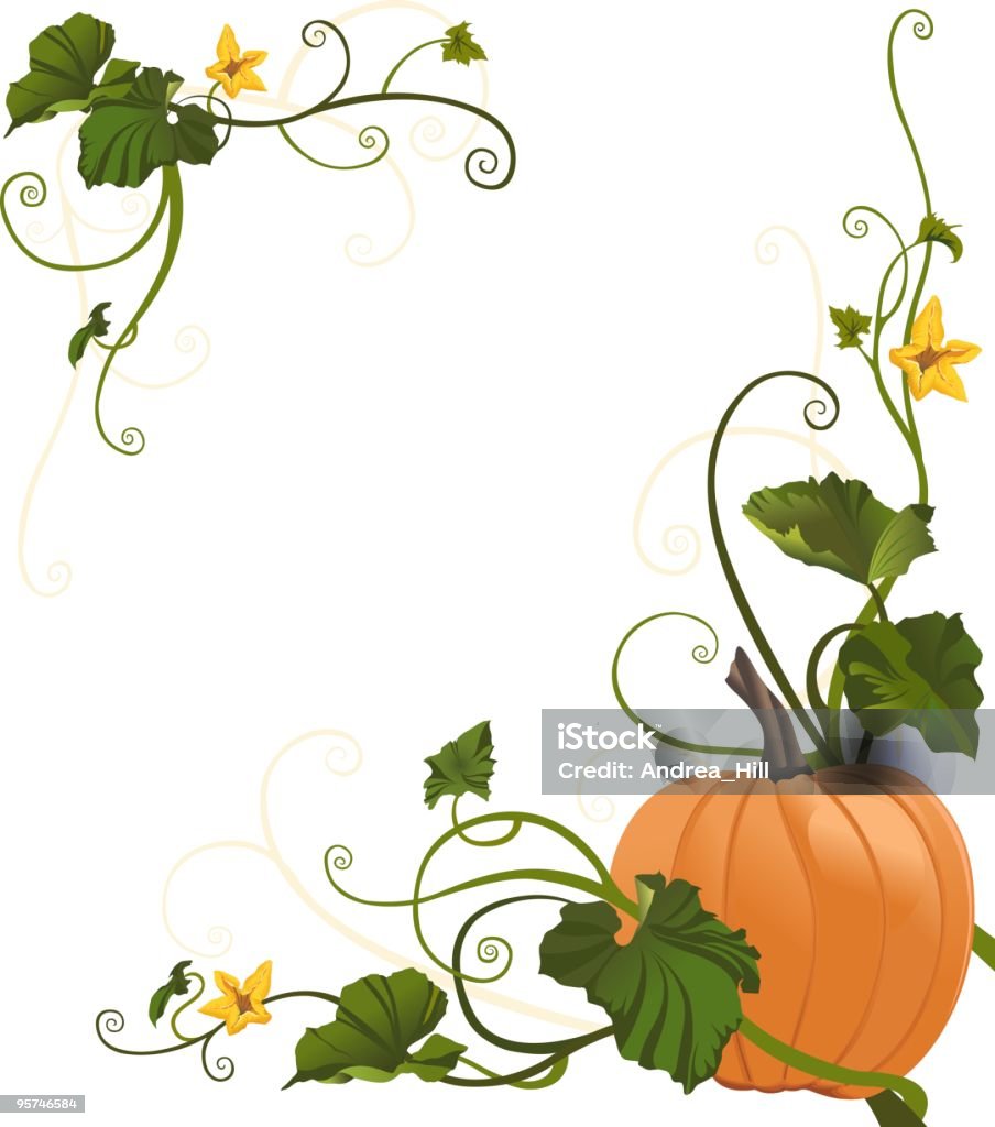 Frontière de citrouille Plante grimpante et vigne - clipart vectoriel de Automne libre de droits