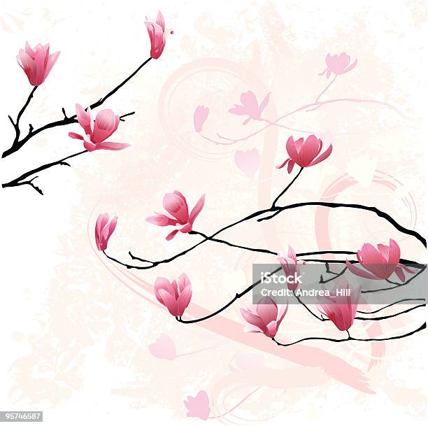 Ilustración de Magnolias De Resorte y más Vectores Libres de Derechos de Magnolia - Magnolia, Abril, Abstracto