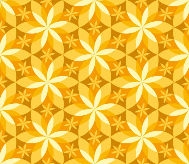 geometrische vanille nahtlose blumenmuster. - islam art mosaic pattern stock-grafiken, -clipart, -cartoons und -symbole