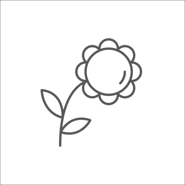 illustrazioni stock, clip art, cartoni animati e icone di tendenza di fiore estivo con foglie icona contorno modificabile - pixel simbolo perfetto di bellissimo elemento floreale in stile line art. - shorts