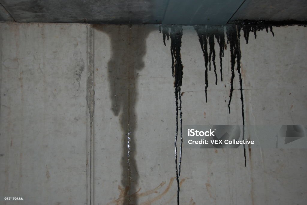 Leaking basement wall concrete Leaking basement Leaking Stock Photo