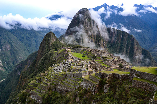 machu pichu view from above with clouds