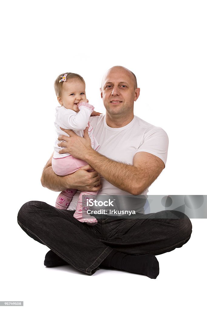 Happy family: father and little daughter. - Foto de stock de Abrazar libre de derechos