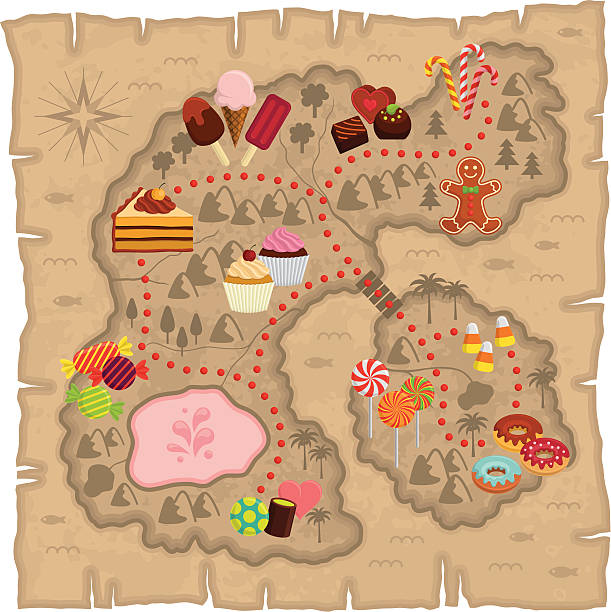 Candyland mapa - ilustração de arte em vetor