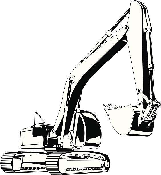 Jcb Machine Vector Jcb Machine Line Art Line Art Illustration Of An Excavator. 24858856