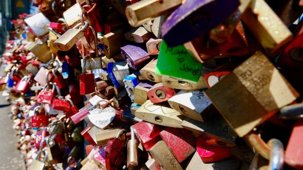 istock Close-up locks at Cologne Hohenzollern Bridge 957499784