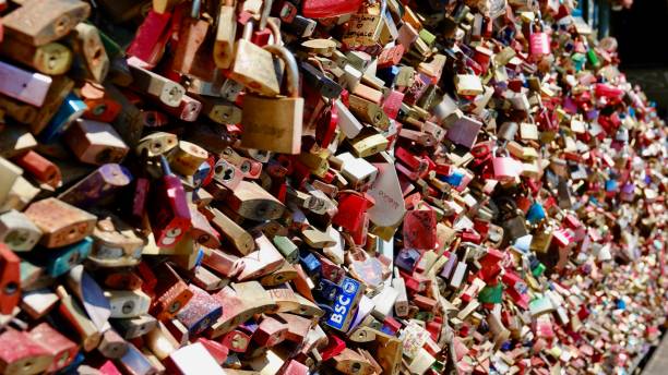 istock Close-up locks at Cologne Hohenzollern Bridge 957499830
