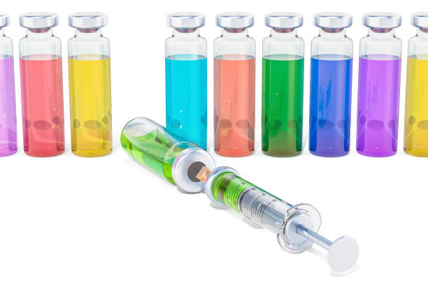 Syringe and saline for washes nose on isolated white background.