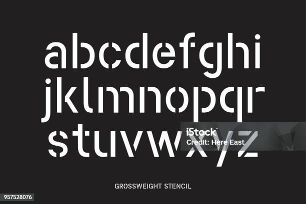 Typography Design Latin Stencil Pattern Latin Typeface Editable Font With All Lowercase Glyphs ...