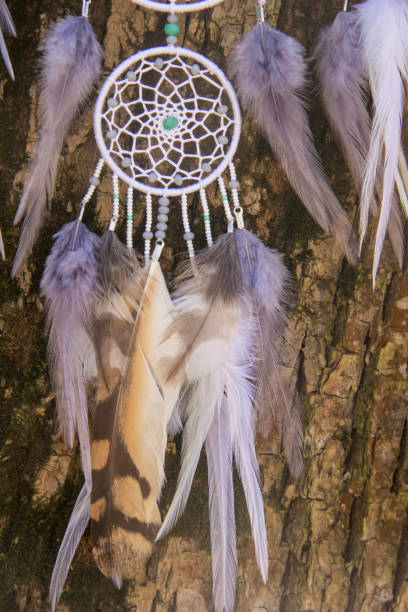 istock Handmade dream catcher with feathers threads and beads rope hanging 957532750