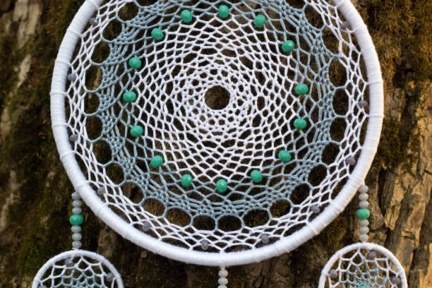 istock Handmade dream catcher with feathers threads and beads rope hanging 957532774