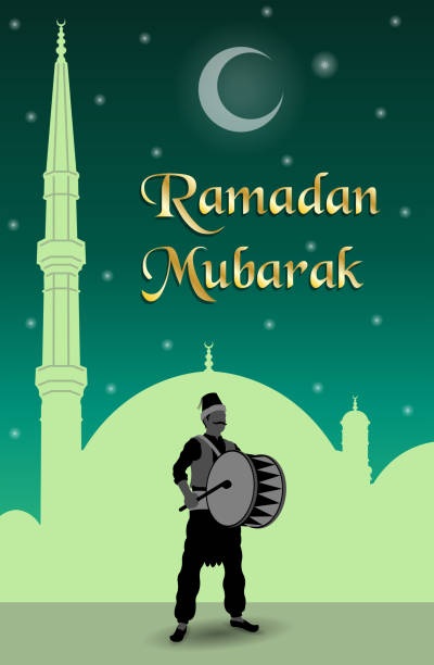 illustrations, cliparts, dessins animés et icônes de message de moubarak ramadan avec le batteur de ramadan - egypt islam cairo mosque