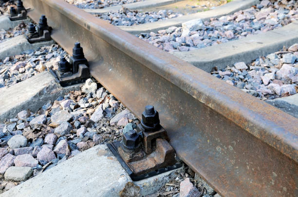 istock Rusty rails of the abandoned railroad. 957535908