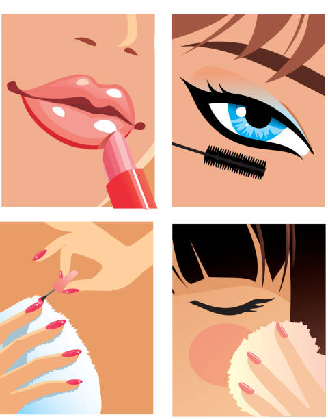 makeup - cień do powiek makijaż oczu ilustracje stock illustrations