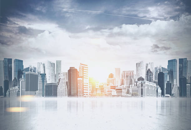 istock Beautiful modern city panorama, business concept 957540396
