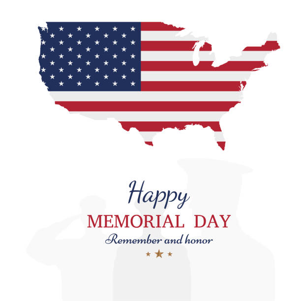 Happy memorial day. Greeting card with flag and soldier on background. National American holiday event. Vector illustration EPS10 Happy memorial day. Greeting card with flag and soldier on background. National American holiday event. Vector illustration EPS10. memorial day weekend stock illustrations