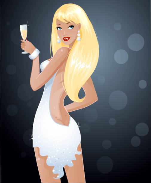 fajna sexy blond! - women illustration and painting sensuality color image stock illustrations