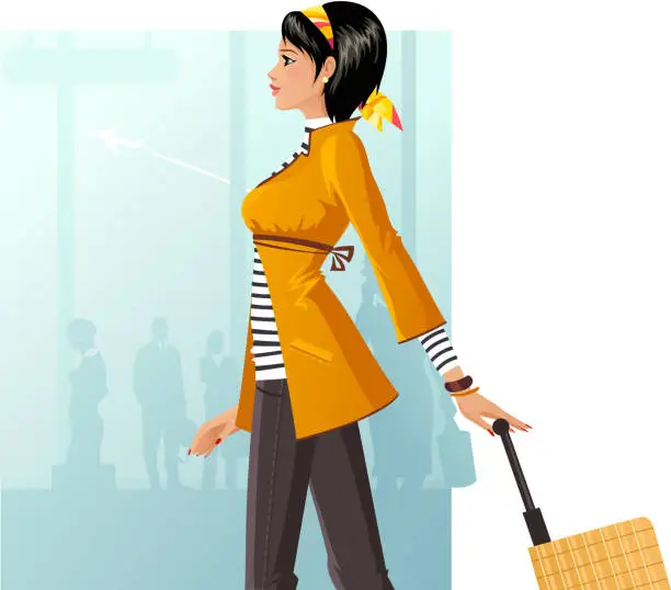 Vector illustration of Airport lady