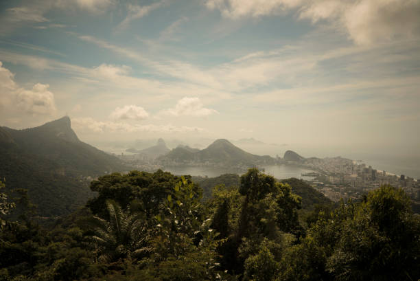 rio de janeiro city view - rio de janeiro night sugarloaf mountain corcovado - fotografias e filmes do acervo