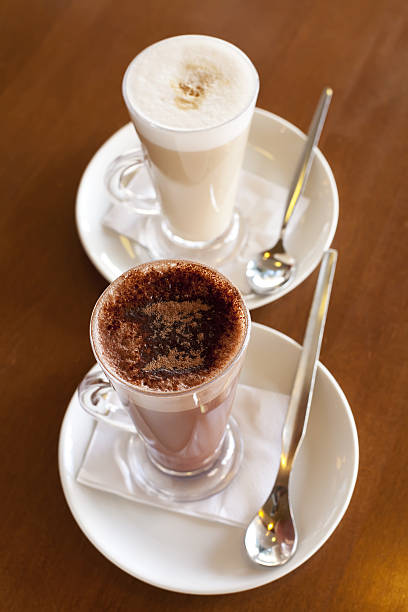 istock Hot chocolate in  tall class with Cafe Latte on  table 95755994