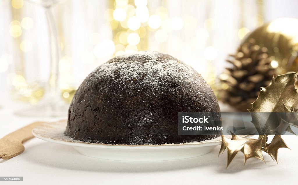 Tradycyjne christmas pudding z golden dekoracje, płytki D - Zbiór zdjęć royalty-free (2010)