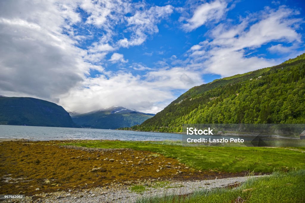 Paisagens de Noruega através dos fiordes - Foto de stock de Aventura royalty-free