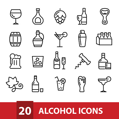 alcohol vector icons collection