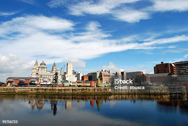 Big Sky Over Wide Angle Liver Building In Liverpool Stock Photo - Download Image Now