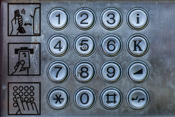 istock Old telephone booth metal numbers and user manual 957571582