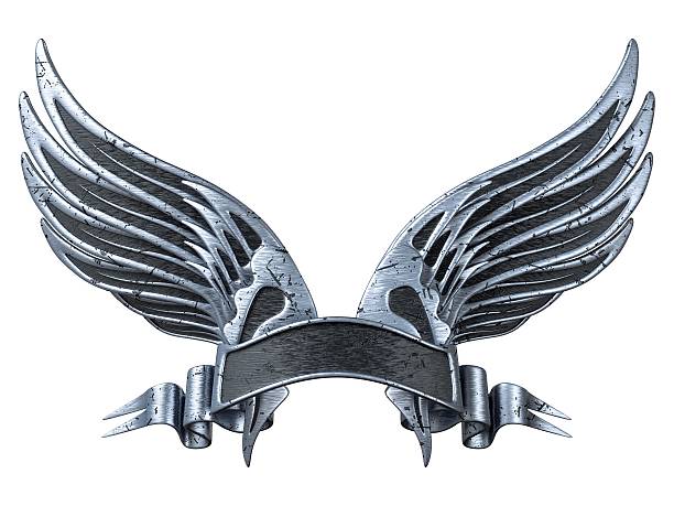 ailes avec ruban argent - wing insignia metal silver photos et images de collection