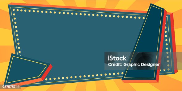 istock Horizontal 50s background banner with copy space for text. Composition with blue signal, lightpoint and light ray on background. Vector illustration. 957575744