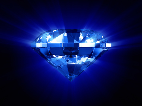 Blue diamond. Abstract background. 3D render.