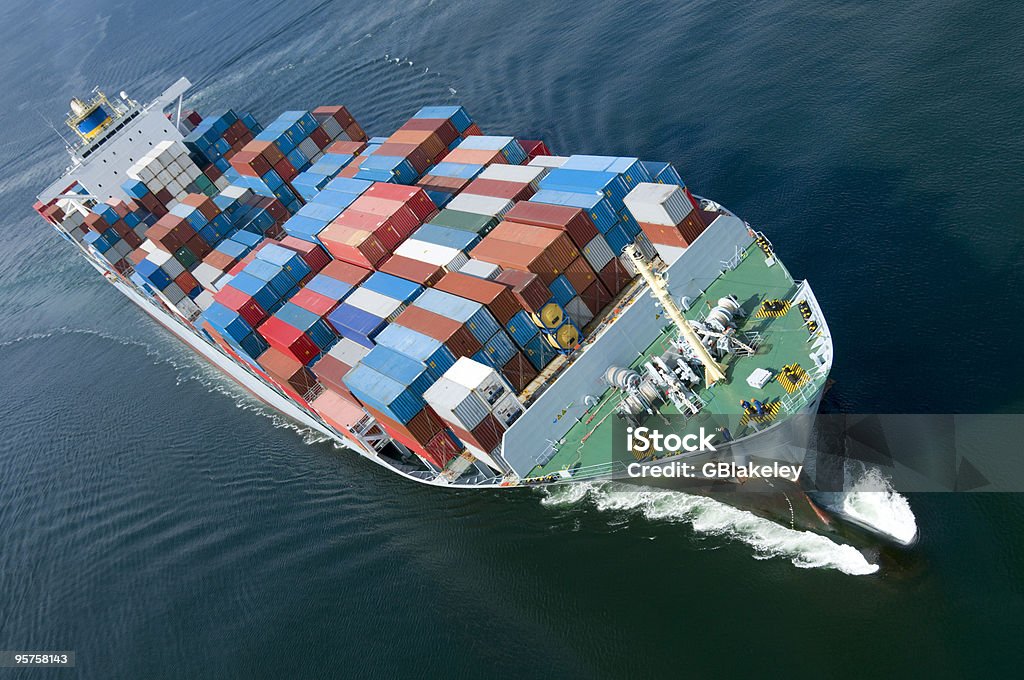 Container Ship An aerial view of a container ship. Please see my Ships lightbox: Container Ship Stock Photo