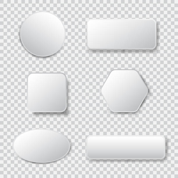 3 d の空の四角形を白し、丸みボタンをベクトル - ボタン点のイラスト素材／クリップアート素材／マンガ素材／アイコン素材