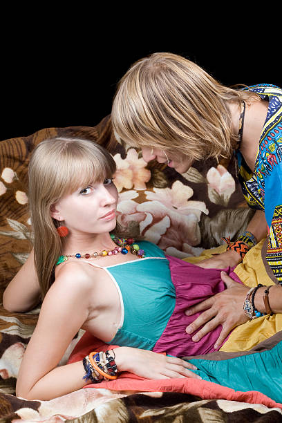 istock The young beauty couple on a bed 95759492