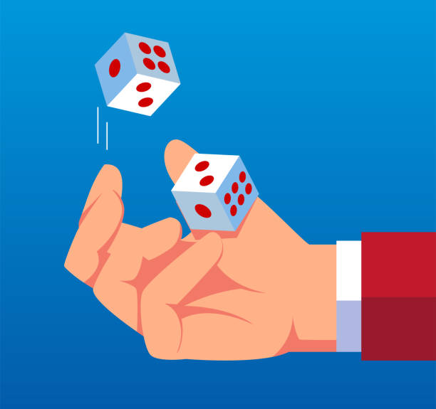 бизнесмен бросает кости вверх - dice rolling throwing businessman stock illustrations