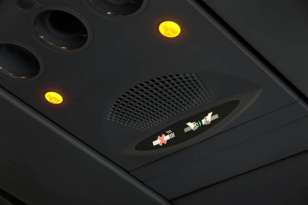 istock Safety sign in airplane. 957609726